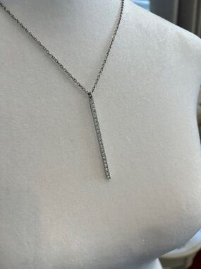 Touchstone Crystal by Swarovski Silver Vertical Bar Pendant Necklace